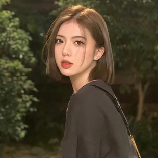 Internet Celebrity Korean Style Wig Women's Short Hair One-size-fits-all Temperament Face Repair Age Reduction Mid-length Short Straight Hair Full Head Cover without Bangs