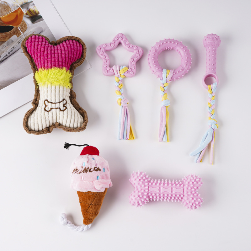 Set de juguetes de cuerda de algodón resistente para perros y gatos