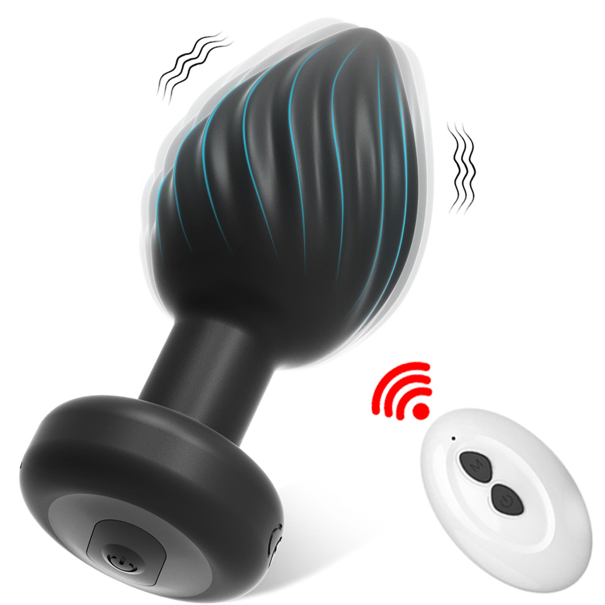 Remote-controlled Unisex Anal Plug With Silicone Spiral Pattern, Prostate Massager, Adult Sex Toy, Waterproof_voghion.com