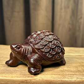 黑檀木雕金钱龟摆件实木乌龟家居客厅玄关装饰工艺品开业乔迁送礼