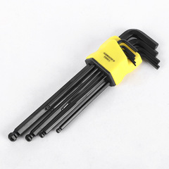 9-piece set of black ball head hexagonal set, black electrophoretic medium-length and extended paper card-mounted L-shaped hexagonal wrench