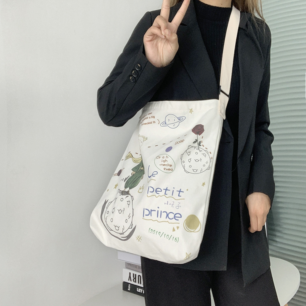 Crossbody bolsa de lona para las mujeres all-matching ins celebridad Internet de gran capacidad nuevos deportes engrosados estilo coreano estudiante tutorial portátil