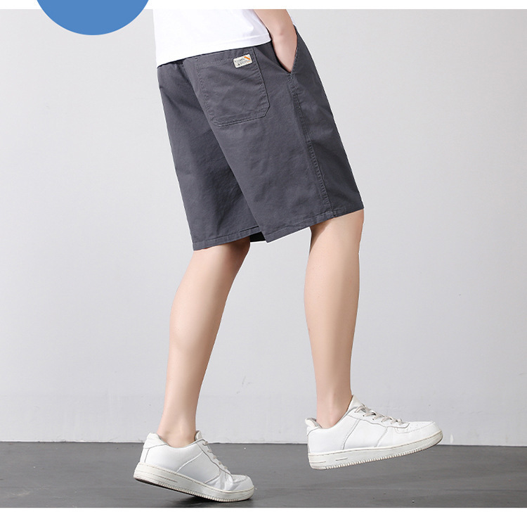 Men's Korean Style Cotton Shorts Casual Mid-Length Loose Fit Summer Beach Workwear Youth Bottoms_viptrois.com