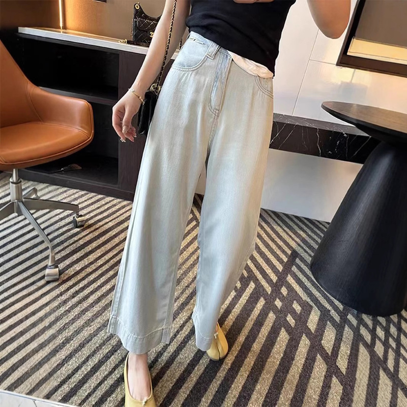 plus size Tencel Cropped Jeans Women's Summer Thin Loose Slimming Ice Silk Dipped High Waist Straight Leg Wide Leg Pants plus size Tencel Cropped Jeans Women's Summer Thin Loose Slimming Ice Silk Dipped High Waist Straight Leg Wide Leg Pants