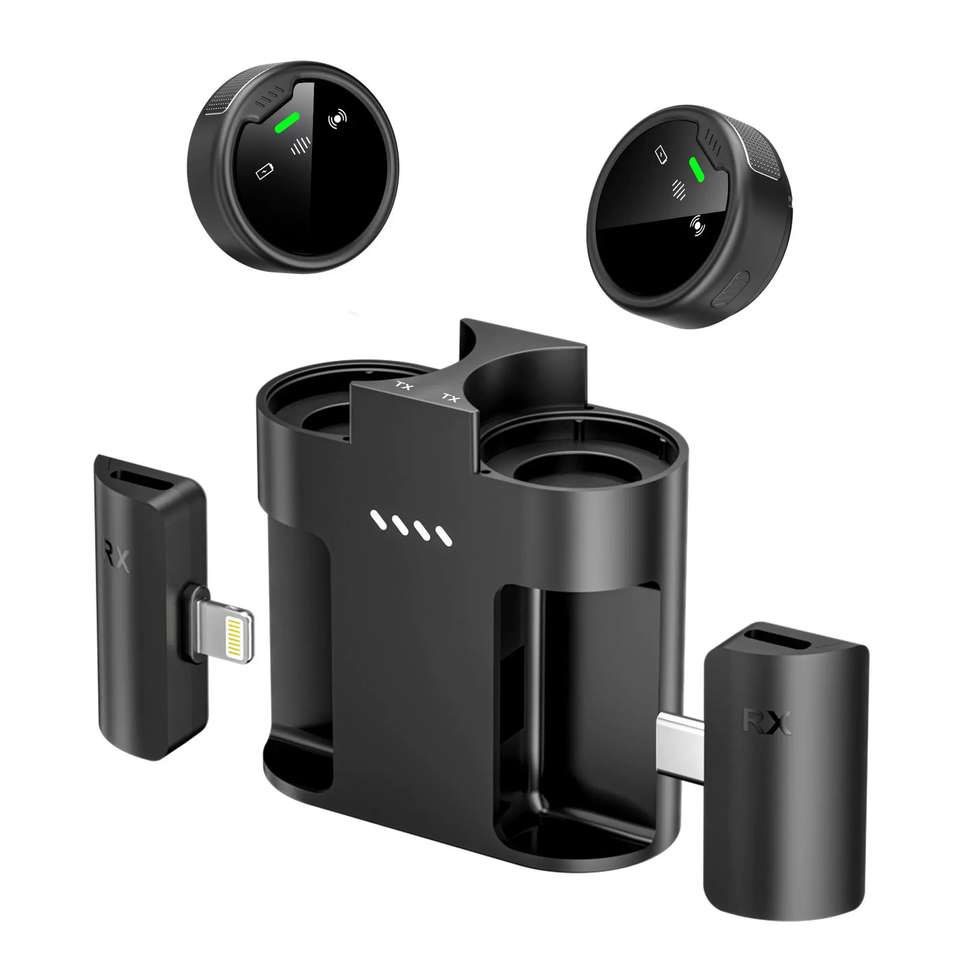 跨境新款私模S60无线领夹麦克风双接收器二拖二收音录音直播话筒