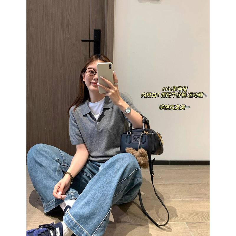 【Miu系老钱】26 Early Spring Best of the Best Australian Merino 100% Wool Regular Fit Polo Short Sleeve Knit Shirt