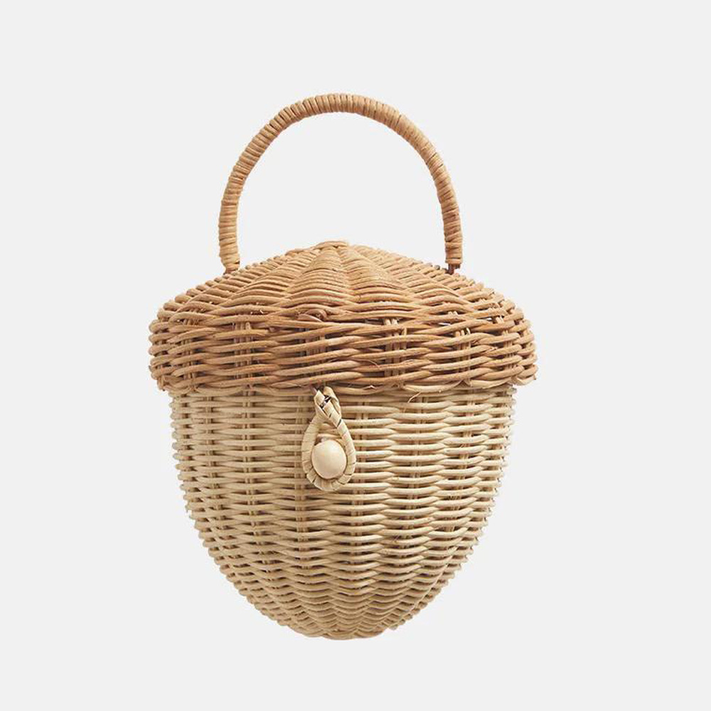 Style Hand-woven Children's Bag Rattan Acorn Bag Venue Photography Props Children's Handbag Korean Version