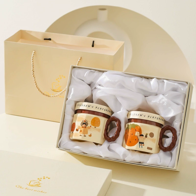 [Креативная подарочная коробка] Новая креативная пара керамических кружек для пары, пара свадебных аксессуаров для пары.