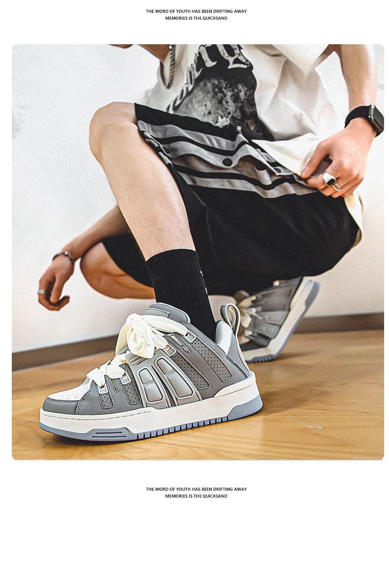 Versatile Solid Colour Casual Shoes For Men Thick Sole Trainers_voghion.com