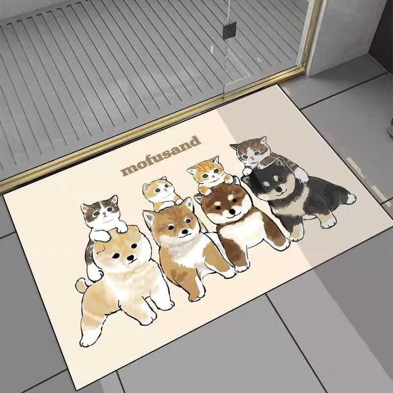 卡通浴室地垫猫咪硅藻泥地垫卫生间门口脚垫耐脏吸水防滑垫子批发|undefined