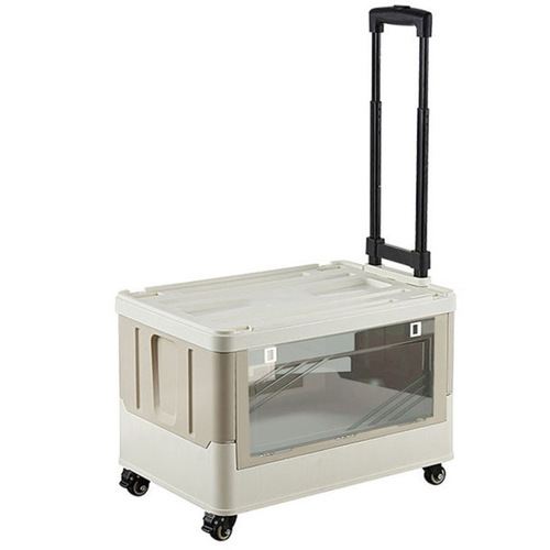Outdoor Camping Car-Mounted Foldable Storage Box, Large-Size Transparent Plastic, Side-Opening Design with Handle and Wheels