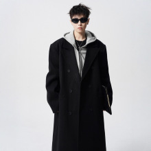 原创重磅毛呢大衣男冬季韩版中长款垫肩外套vibe学院风百搭风衣潮