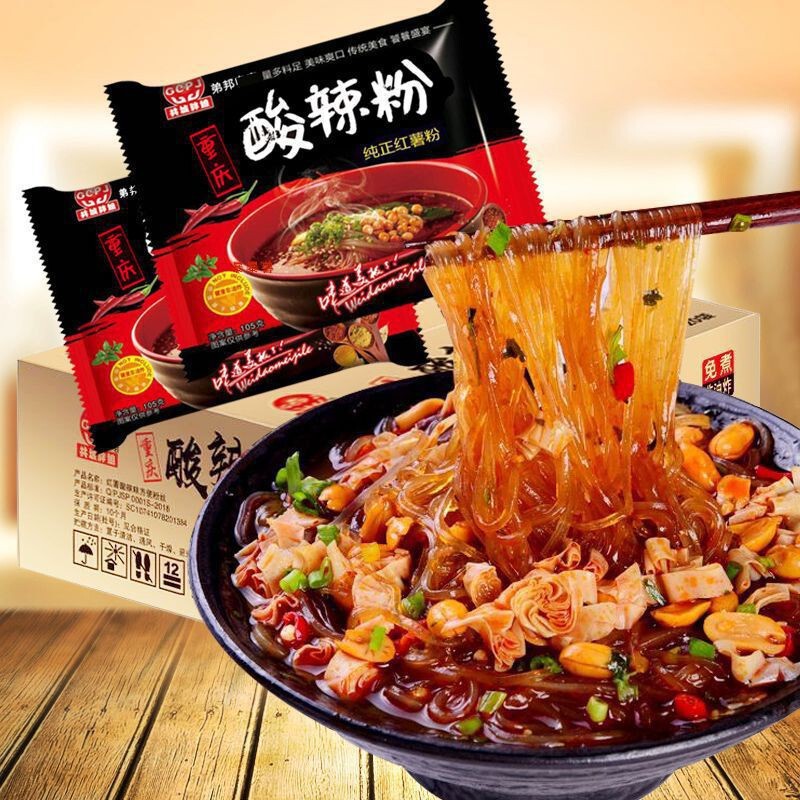 Spicy and Sour Rice Noodles in Bags and Buckets, Whole Box Sweet Potato Popular Vermicelli Instant Noodles, Wholesale Instant Noodles with Bowls