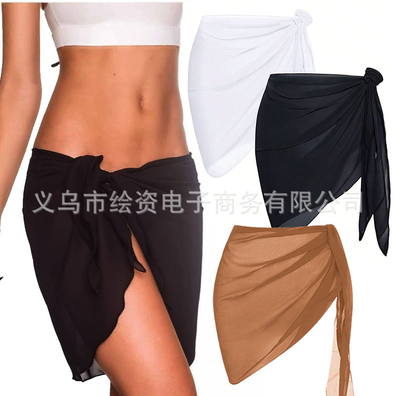 Amazon's Cross-Border Best-Selling Women's Sarong Swimsuit Cover-Up Chiffon Half-Wrap Skirt Bikini Beach Swimsuit