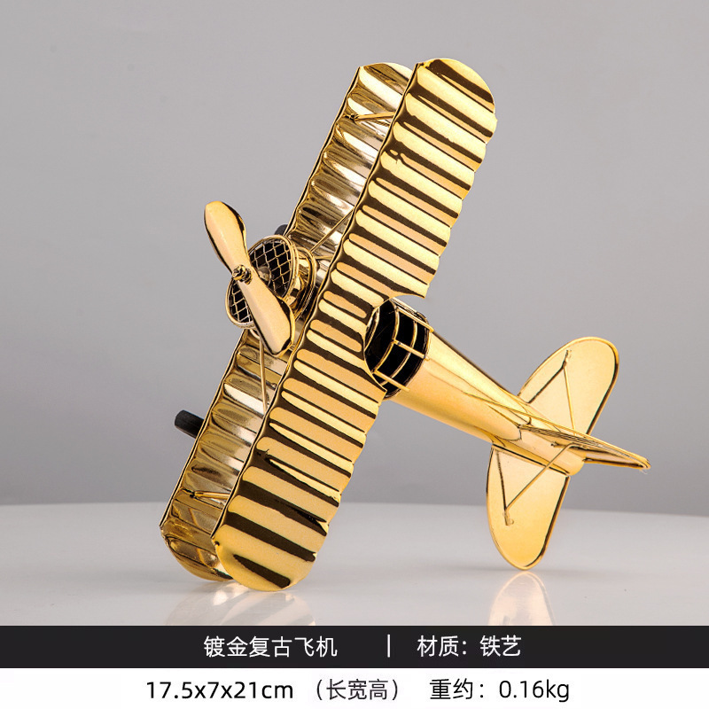 大型金メッキ飛行機模型置物