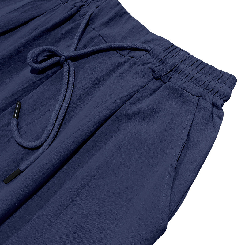 Men's Loose Linen Casual Wide-leg Beach Trousers For Summer_voghion.com