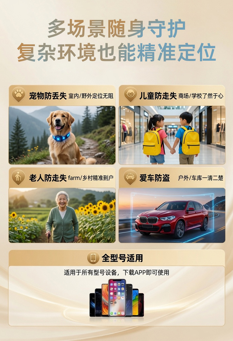 Customized Beidou 5G+ Precision Locator, Round Anti-Loss Tracker for Keys, Pets, Children, Elderly, and Car Use