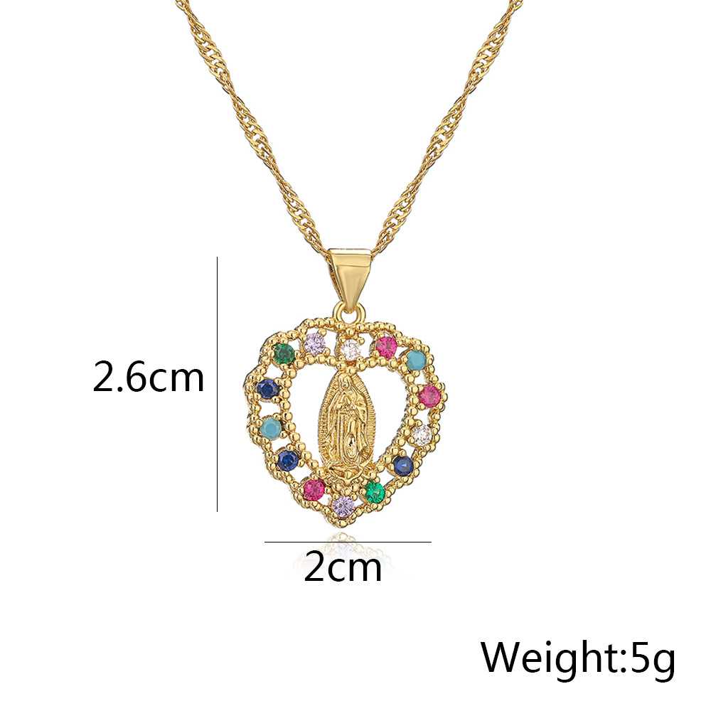 Fashion Heart Shape Copper Plating Hollow Out Inlay Zircon Pendant Necklace 1 Piece