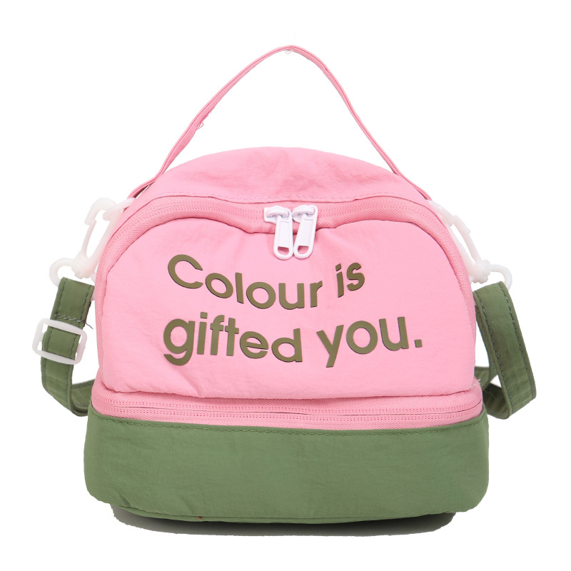 Bolso de moda coreana 2025 nuevo bolso femenino de lona estilo universitario letra bolso de hombro bolso de mensajero de color de contraste casual