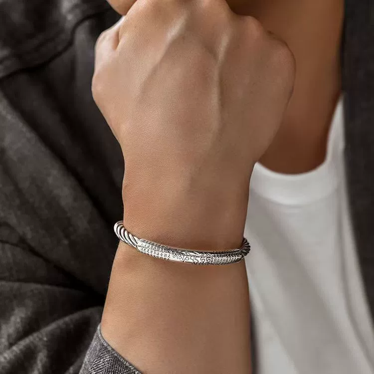 Ручной плетеный свернутый браслет блеск женский простой ретро старый сплав браслет персонализированный открытый браслет