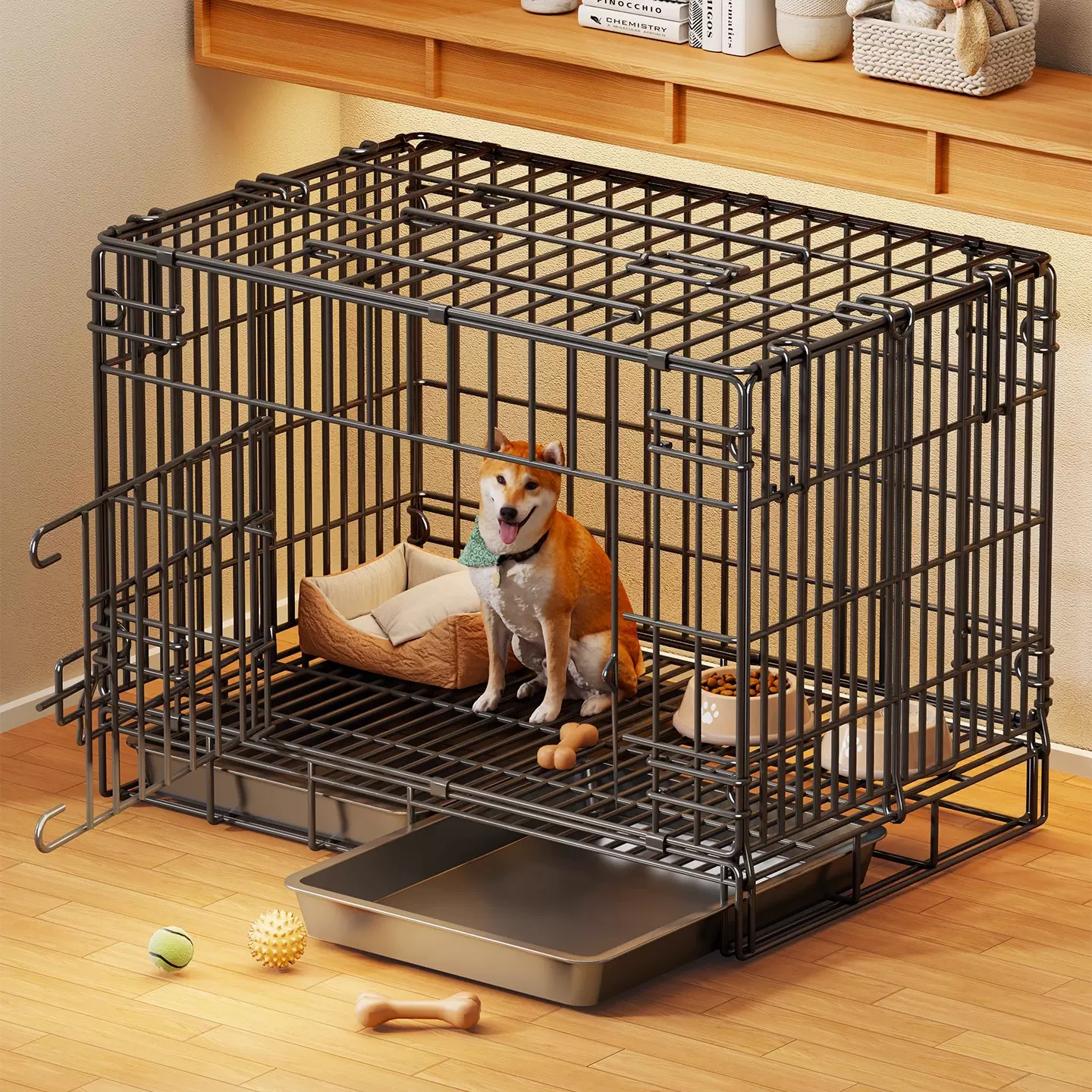 狗笼子小型犬室内折叠带托盘泰迪比熊中型犬柯基边牧宠物专用狗窝