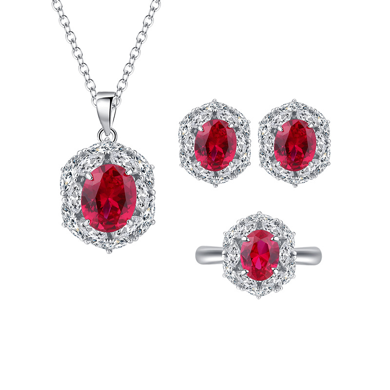 Zhuang Sheng joyería nueva S925 todo el cuerpo traje de plata simulación color tesoro pequeño huevo de Paloma traje de mujer 8*10-6*8