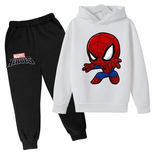 Velvet Kidsren's Sweatshirt Spider-man Cartoon Spider-man 2024 New Kidsren's Clothing Top Cross-border Export Clothing