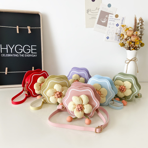 New children's bag girl cute little flower mini coin purse children's clothing accessories bag PU crossbody shoulder bag trendy