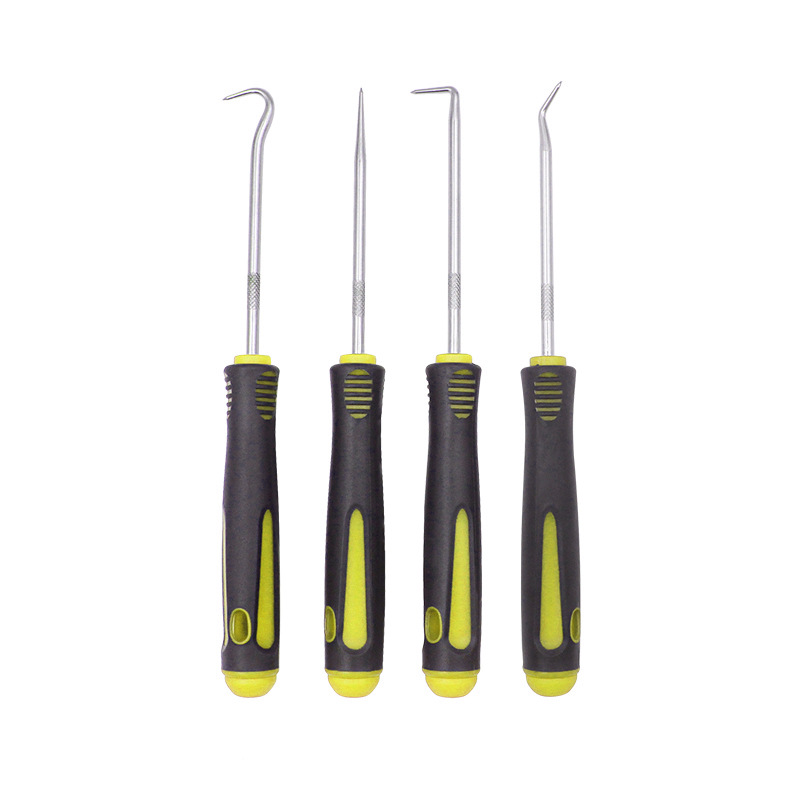 투명 가방에 들어있는 짧은 4피스 후크 세트(노란색 및 검정색)