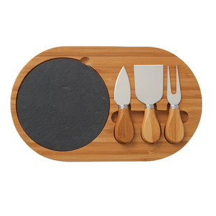 Factory Direct bamboo cheese board suit in stock kitchen chopping board with knife and fork cutting board cheese board BSCI certification