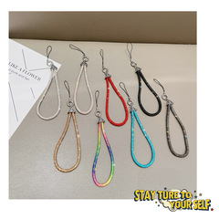 潮款創意水鑽手機掛繩鑲鑽長款掛脖鏈子彩色手腕證件短繩證件外貿