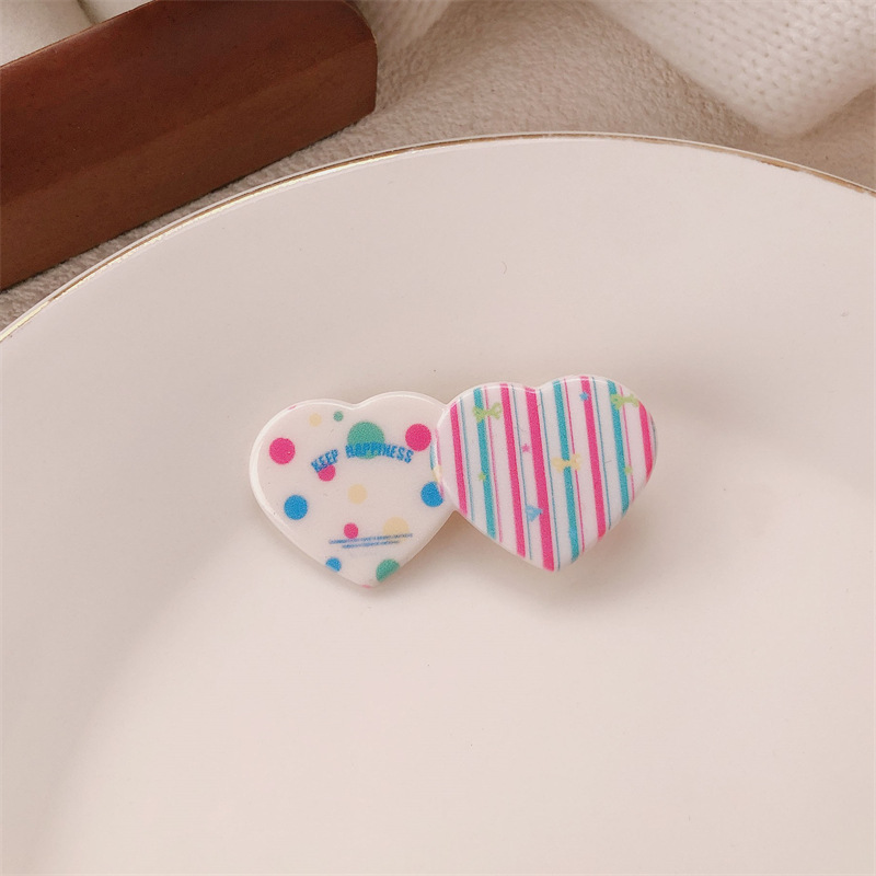 Hermosas brocas de cabello de cuadrícula arco iris amor temperamento brocas de cabello coreano dulce lado de cabello roto ceja borde brocas adornamiento para el cabello