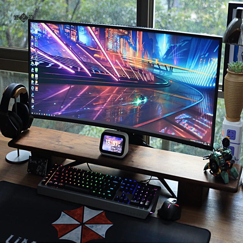 Black walnut adds an elevated computer display LCD TV, an increase of the desktop extended adjustable