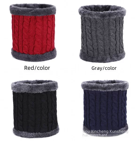 Autumn and winter scarf men's and women's thickened fleece-lined warm wool scarf cross-border wholesale outdoor versatile cycling knitted collar