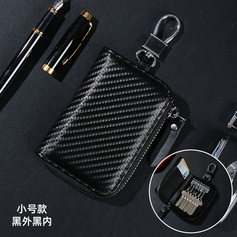 Nueva textura de fibra de carbono, llave ligera y moderna, bolsa para llaves multifunción, tarjetero, gancho, portátil, gran capacidad, uso doméstico
