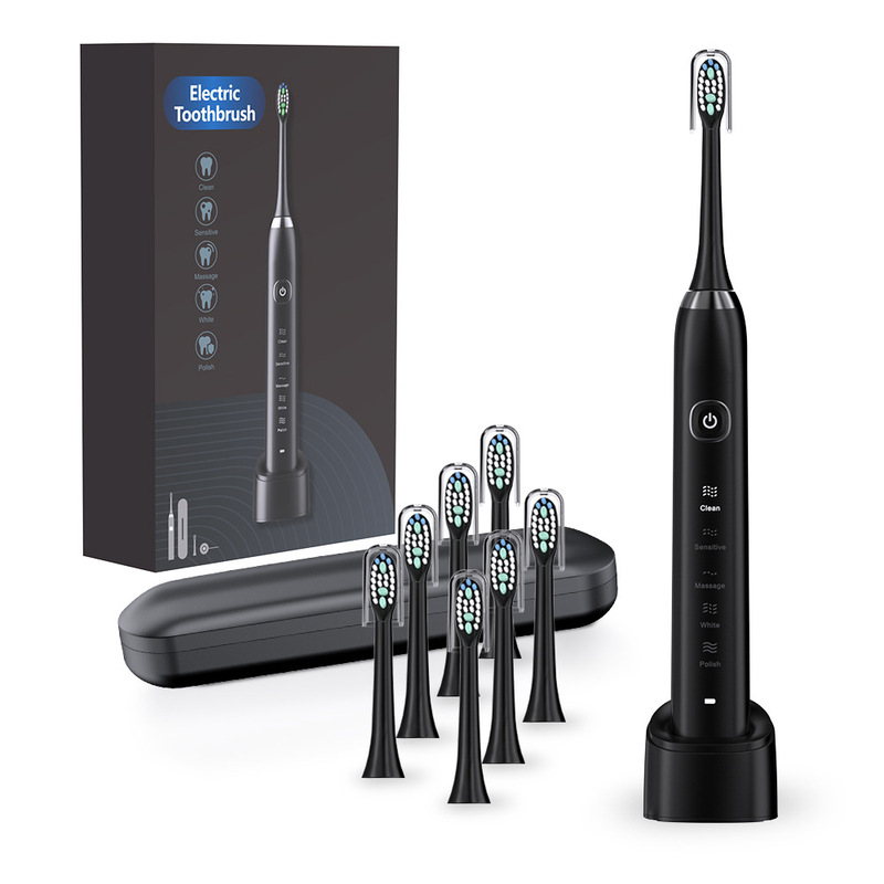 English Version Cross-Border Wholesale 5-Speed 8-Brush Head Portable Box Sonic Electric Toothbrush Adult Model Sensor Charging Dupont English Version Cross-Border Wholesale 5-Speed 8-Brush Head Portable Box Sonic Electric Toothbrush Adult Model Sensor Charging Dupont