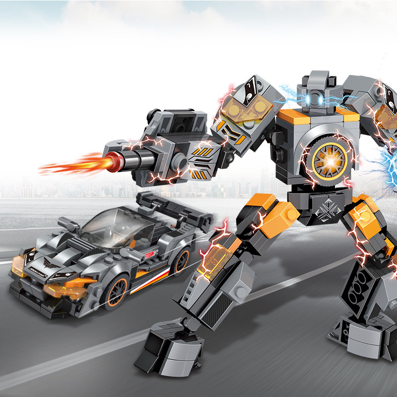 クールなレーシングメカロボット子供の教育ビルディングおもちゃビルディングブロック 2 から 4 レーシング少年の誕生日プレゼント|undefined