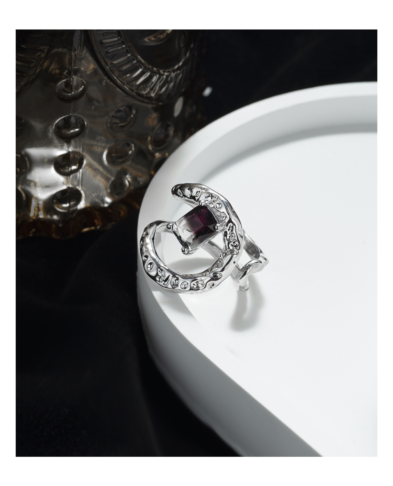 Fashion Square Copper Plating Inlay Zircon Rings 1 Piece