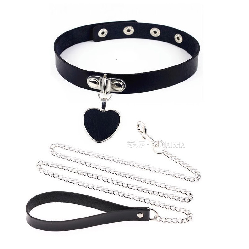 Maid Chain Collar with Traction Rope, Yellow Neck Belt for Couples — detail image 9