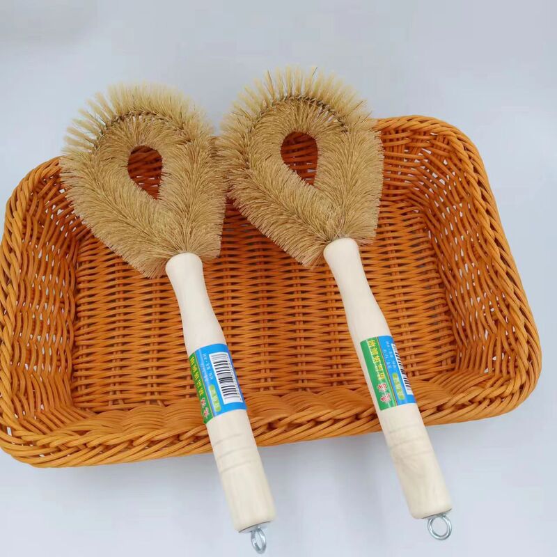 Pot brush wooden handle coconut brown brush factory direct water supply non-stick oil cleaning dish brush long handle non-stick oil dish washing
