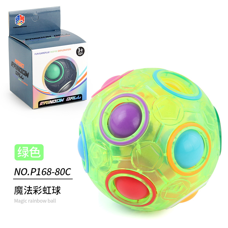 Transfronterizo de Amazon Rainbow Ball descompresión giroscopio giratorio educativo para niños redondo de doce hoyos color mezclado BOLA MÁGICA juguete