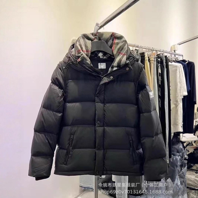 巴家羽绒服情侣同款可拆卸领袖一件两用冬装加厚连帽外套酷寒保暖|undefined