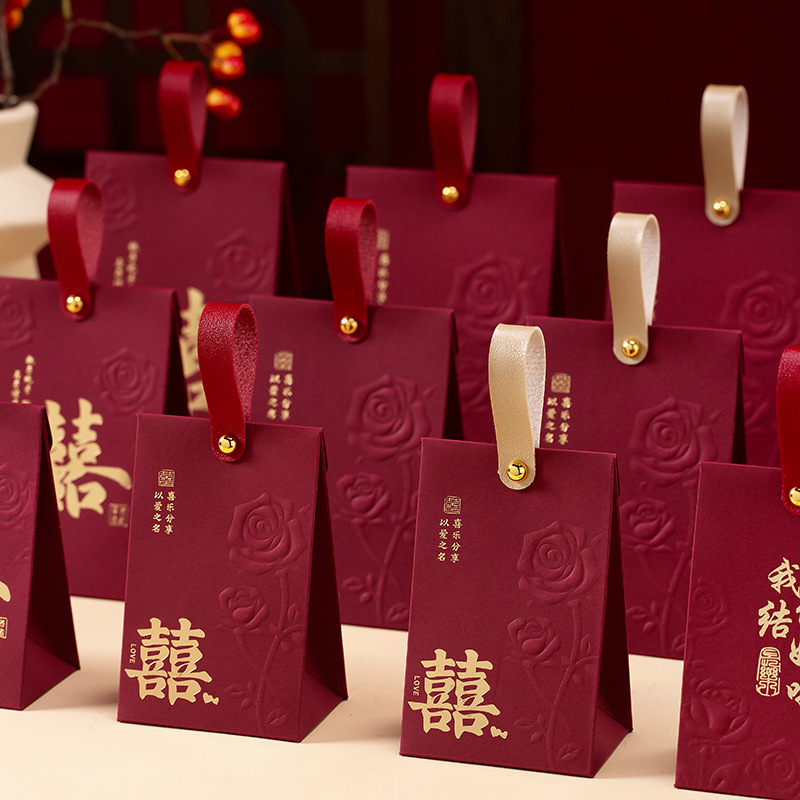 结婚喜糖盒子创意婚礼订婚伴手礼盒空盒手提糖果包装盒喜糖袋小众