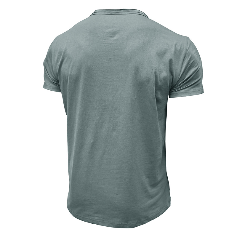 Men's Solid Colour Round Neck Short Sleeve T-shirt Summer Top_voghion.com