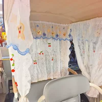 Трехколесный электромобиль, солнцезащитный козырек в стиле принцессы, солнцезащитный козырек на липучке, марлевая занавеска, модификация интерьера электрического трехколесного велосипеда