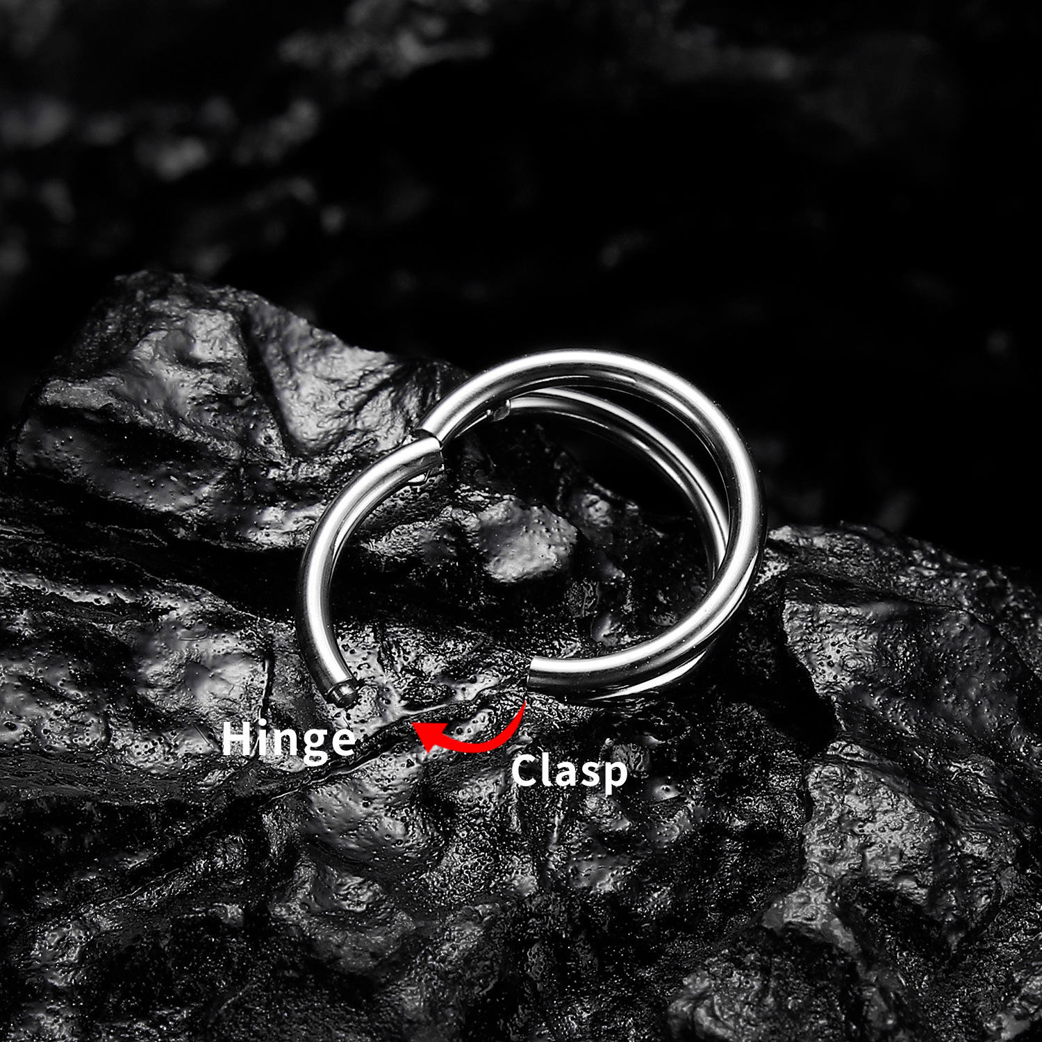 G23 titanium double ring seamless zircon nose decoration double ring perforated ear bones Europe and America popular human puncture crown
