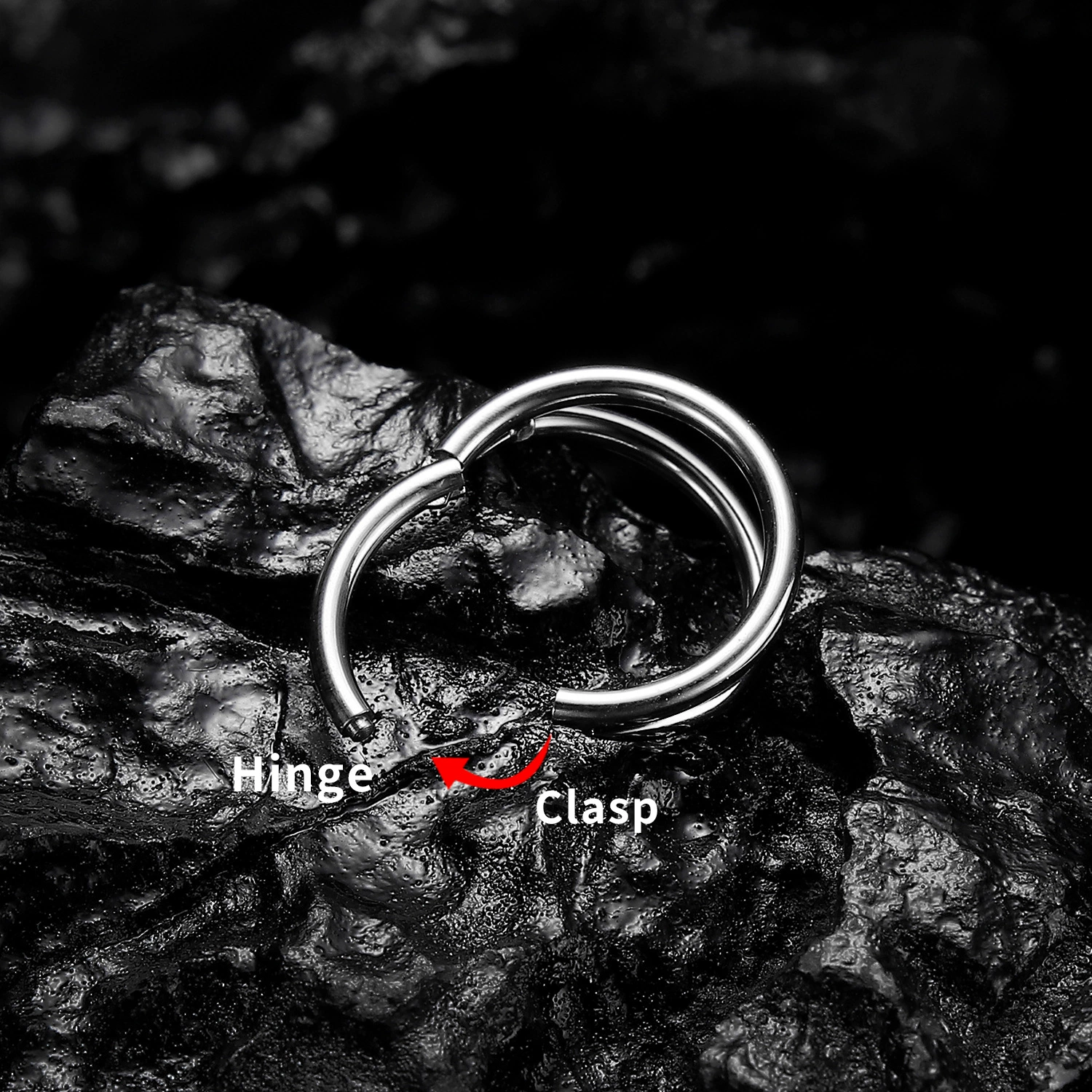 G23 titanium double ring seamless zircon nose decoration double ring perforated ear bones Europe and America popular human puncture crown