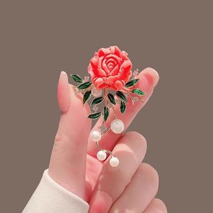 Cross-border Korean-style Elegant Peony Flower Brooch Female Niche High-end Sense Pin Diy High-end Suit Corsage Batch