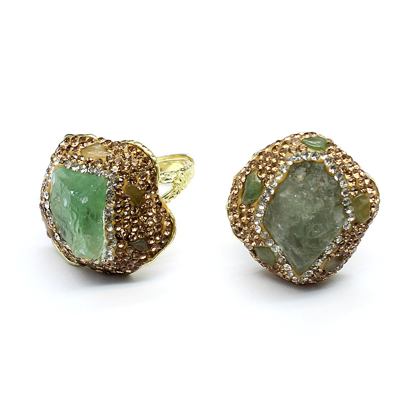 25g Weight Open Rings Classification Adjustable Ring Size 1 Piece Quantity Holiday, Daily Occasion natural stone Material Geometric Pattern Unisex Gender Plating, Healing Design Vintage Style, Classic Style Style Unisex Natural Stone Plating Healing Geometric Open Rings Healing Crystals Jewelry 22