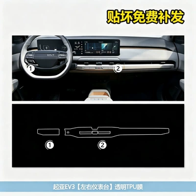 control display, interior protection film, and — Car interior film - kia-ev3-left-and-right-dashboard-transparent-tpu-film